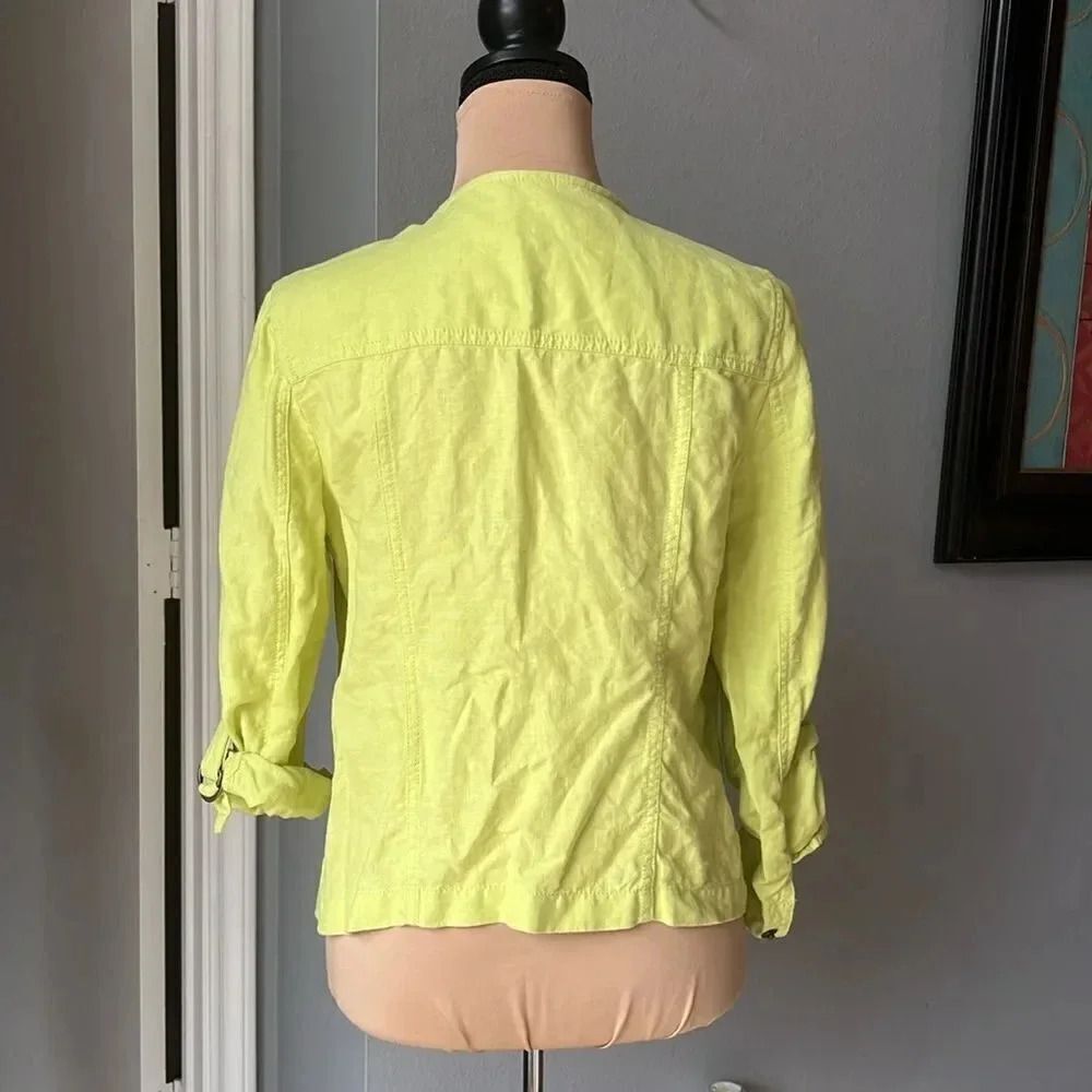 Drape Front Linen Jacket - Picture 3 of 9